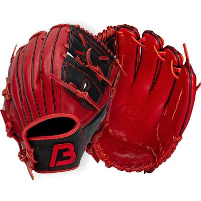 China Durable Wholesale Beisbol Guantes De Cuero Japanese Kip Leather Red Youth Baseball Gloves Professional for sale