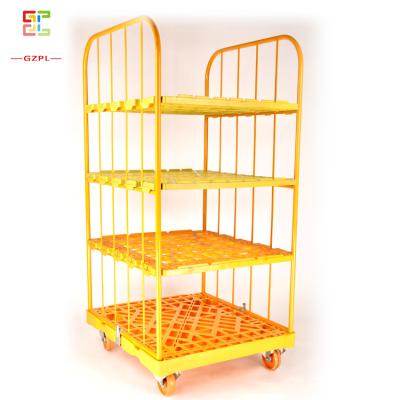 China Collapsible Cargo 4 Sided Logistics Pallet Cage Wire Mesh Roll Cart Removable Industrial Container for sale