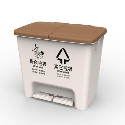 China Kitchen Foot Pedal Plastic Viable Hot Sale Recycling Twin Waste Bin for sale