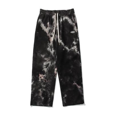 China Anti-wrinkle oversized men's casual pants sports pants street tie-dye corduroy straight loose fabric couples casual pants for sale