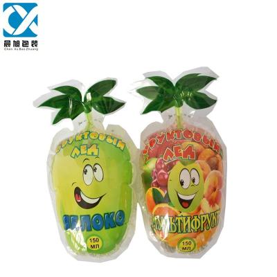 China Soft Plastic Moisture Proof Food Packaging Custom Printing Fruit Shaped Juice Bags for sale