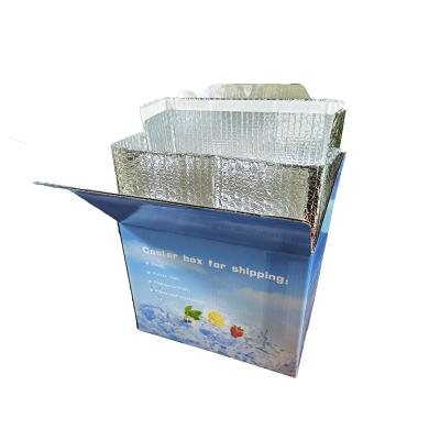 China Recycled Materials Thermal Shipping Carton For Wine, Frozen Food 24-48 Hours With Insulated Bubble Box Liner for sale