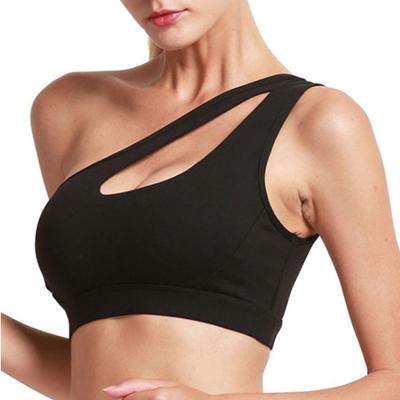 China High Print Breathable One Shoulder Sports Bras For Women Workout Bras Padded Push Up Top Fitness Bras for sale