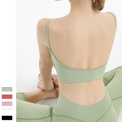 China Beautiful Sports QUICK DRY Underwear Sexy Back Sling Running Bra Outside Wear Yoga Padded Vest for sale