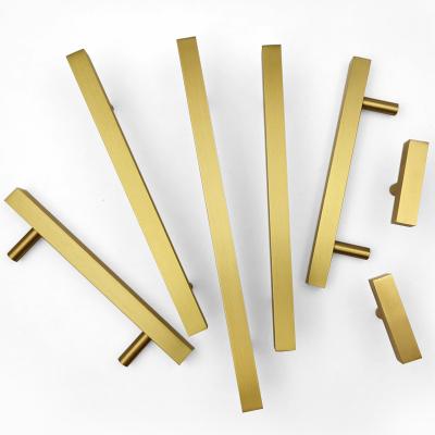 China Solid Brass Door Handles Luxury Brass Furniture Handles Sideboard Strip Handle for sale