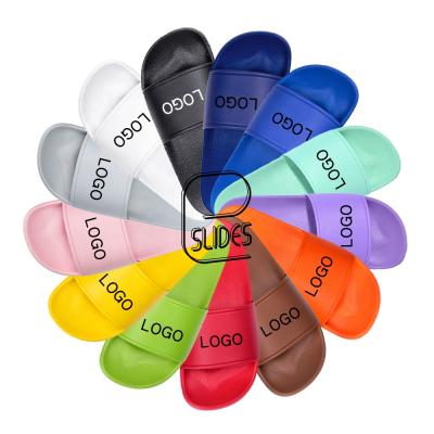 China Fashion Trend PVC Quality Custom Slippers Le Slides Unisex Logo Leather Slide Sandal Embossed Men Sandal for sale