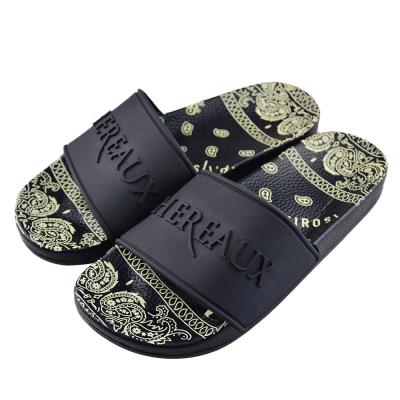 China Wholesale Fashion Trend Mens Slides 2021 Custom Logo Embossed 3D Printing Women Men Slides Slippers for sale