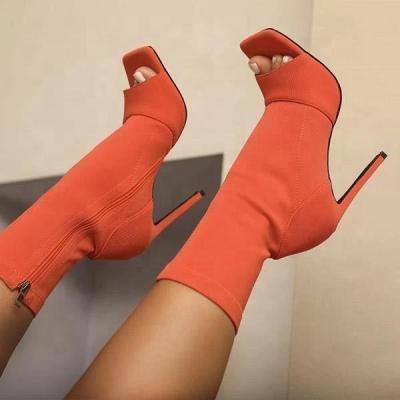 China 2021 New Arrival Winter Solid Color Anti-slippery Boots For Women Thin High Heel Shoes Autumn Ladies Casual Heels for sale