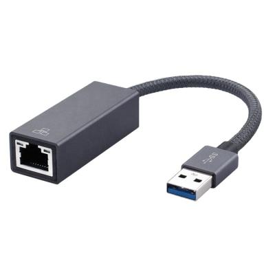 China Desktop Laptop 20 Cm Gray High Quality USB 3.0 MALE USB A to RJ45 Gigabit Ethernet Adapter Converter Cable Cord for sale