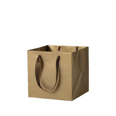 China Biodegrable/compostable custom printed brown kraft paper shopping bag takeout food bags with ribbon handle paper bags wholesale with your own logo for sale