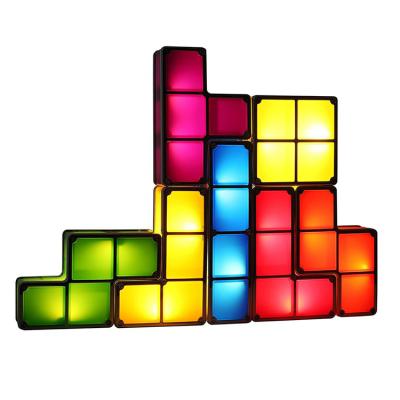 China Modern Stackable 3D Puzzle Light DIY Magic LED 7 Colors Induction Novelty Locking Desk Lamp for sale