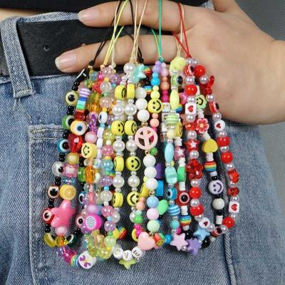 China For Key Chain/Mobile Glasses/Necklace/Bracelet Handmade Custom 2021 Other Mobile Phone Accessories Love Letter Beadsl Phone Charms Strap for sale