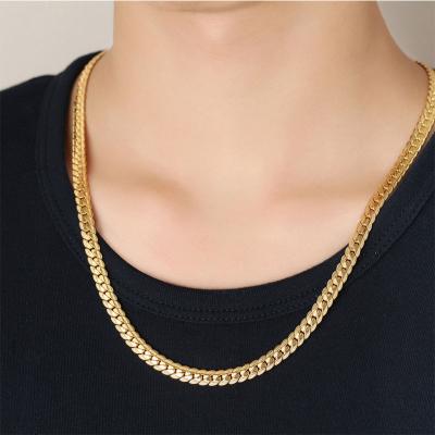 China Other Wild Amazon Fashion 5mm Bestselling Simple Necklace Men and Women Gold Plated Chain Necklace for sale