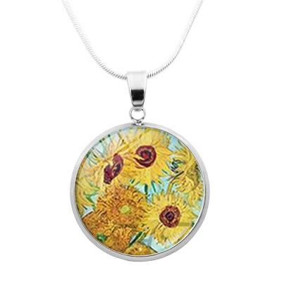 China Other Jewelry 2021 Clavicle Glass Chain Van Gogh Starry Sky Series Time Gemstone Necklace Pendants for sale