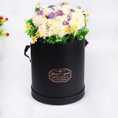 China Recycled Materials Wholesale Luxury Round Rose Gift Packaging Paper Cylinder Tube Lid Flower Box With Custom Logo for sale