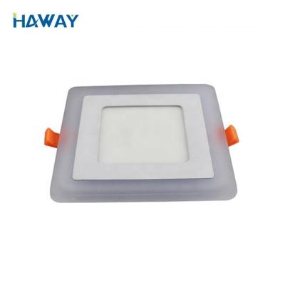 China CE ROSH RGB 85v-265v 6+3W Indoor Hotel Double Color Ceiling Square Led Panel Light for sale