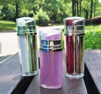 China Latest design rectangle shape empty 10ml 20ml 30ml dual chamber AS plastic bottle with airless pump for sale