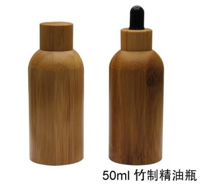 China TROPFENZÄHLER-Glasflasche des Luxus-natürlichen Bambusdeckels 50ml kosmetische Verpacken zu verkaufen