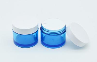 China 100ml cosmetic packaging clear blue pet plastic cream jar with plastic lid for sale