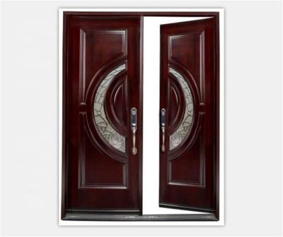 China Double American Stylish Luxury Exterior Pre-hung Solid Wood Front Doors for sale