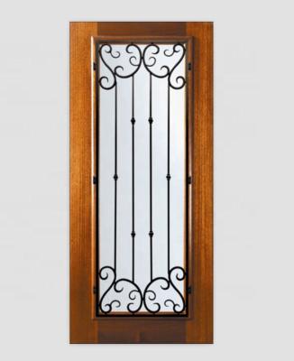 China Pre Hung Single Swing Front Door Solid Wood Wrought Iron Prices for sale