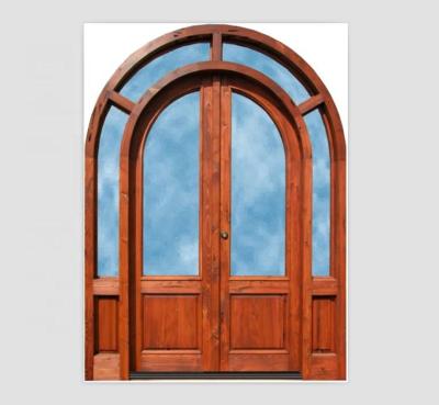 China Pre Hung Solid Wood Knotty Round Alder Lid French Doors With Jamb for sale