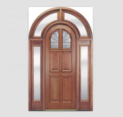 China Pre Hung Round Top Solid Wood Decorative Glass Home Entry Doors 96