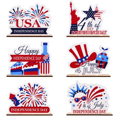 China Happy 4th of July USA National Day Party Decoration American Independence Day Wooden Ornaments for Home Decor Patriotic Supplies for sale