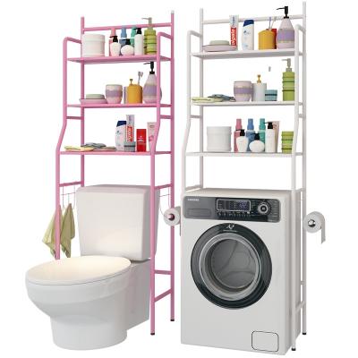 China Floor Standing Toilet Rack Non Porous Stainless Steel Bathroom Washing Machine Storage Rack for sale