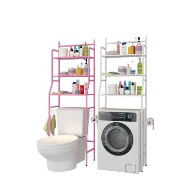 China Sustainable Bathroom Floor Wall Hanging Storage Shelving Rack Over Washing Machine Toilet Storage Rack for sale