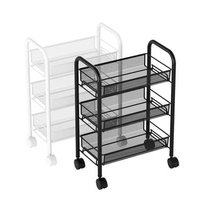 China Various characteristics of household storage trolley high quality viable storage rack net three-layer basket net trolley for sale