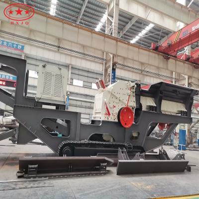 China Henan HongXing Brand Crawler Type Road Construction Wheeled Movable Jaw Crusher Crushing Station for sale