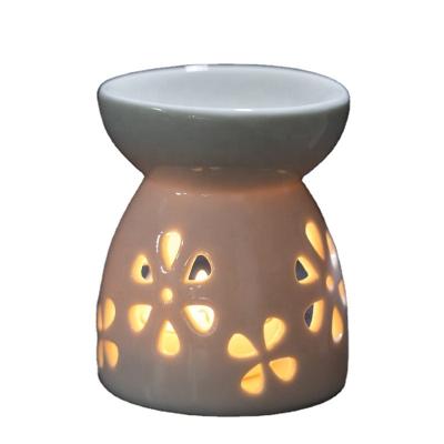 China Mini Portable Luxury Chinese Incense Wax Burner Incense Morden Hollows Pottery Tealight Oil Burner Censer Ceramic Gift Box for sale