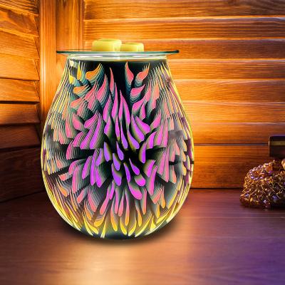 China Eco - Friendly Decoration Glass Oil Lamp Mosaic Colored Candle Custom Melt Bespoke Electric Wax Burner for sale