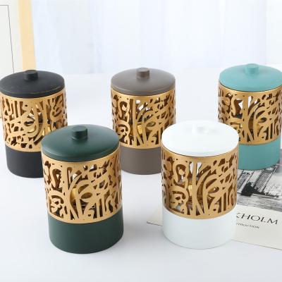 China 2023 New Trend Model Arab Round Ceramic Charcoal Incense Incense Burner for sale