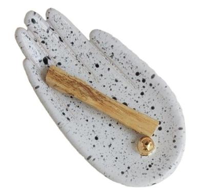 China Chinese handmade ceramic sensual home decor incense holder palm shape hand incense palo de santo dish eclectic design for sale