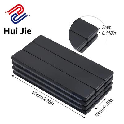 China Industrial Magnet Free Sample Wholesale 60*10*3mm N35 N52 black epoxy strong magnetic NdFeB block magnet Neodymium Magnet for sale