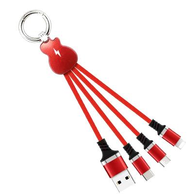 China Mobile Phone Etc.electronic Product Amazon Top Selling Key Anchor Chain USB 3 In 1 Easy Carry Braided USB 2.0 Cable Fast Charging USB Data Cable for sale