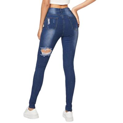 China Breathable High Waist Custom Womens Jeans Ripped Skinny Jeans Wholesale Destroyed Womens Jeans for sale