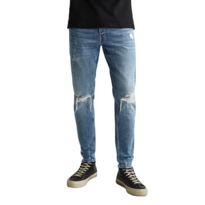 China Breathable Jeans Men Elastic Waist Skinny Jeans Stretch Ripped Jeans Style Denim Pants Blue for sale