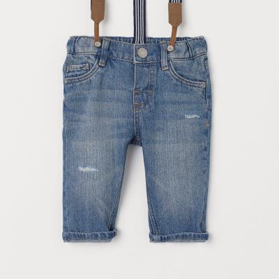 China QUICK DRY Customized Overall Cute Kid Jeans Baby Jeans For Kids With Belt Straps for sale