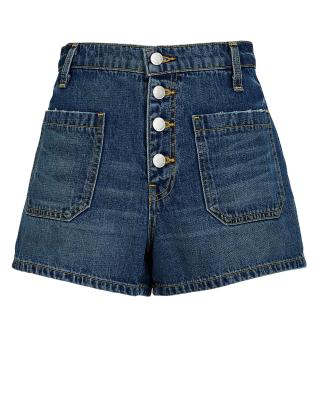 China Waterproof Girls High Waist Ripped Denim Shorts Jeans For Female With Buttons for sale