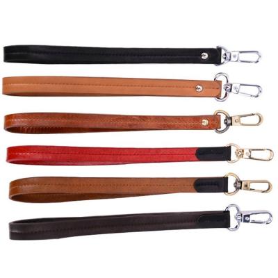 China High Quality Custom Leather Logo Print Leather Short Id Badge Holder Keychain Lanyard for sale