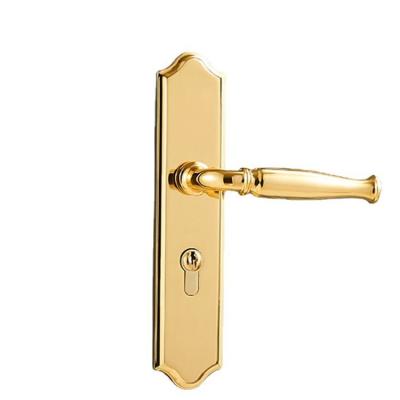 China American luxury solid wood door lock bedroom door lock interior light pure copper gold American modern minimalist solid wood door lock for sale