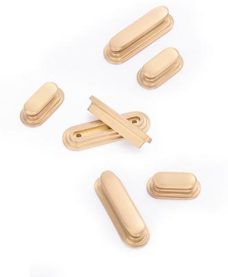 China New Mid-Century Style Furniture Wardrobe Brass Cabinet Door Handle Modern Western Gold Solid Pure Copper Drawer Handle for sale