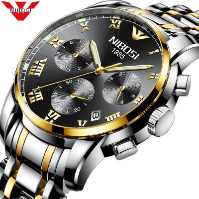 China NIBOSI Automatic Date Men's Watch Chronograph Quartz Wristwatch Casual Sport Waterproof Clock 2301Relogio Masculino for sale