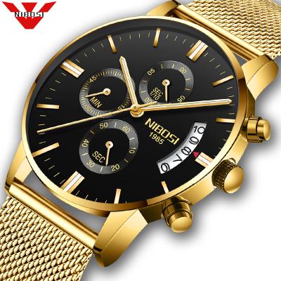 China Automatic Date NIBOSI Men Watches Famous Brand Luxury Top Men's Fashion Casual Dress Watch Milanese Band Quartz Military Wristwatches for sale