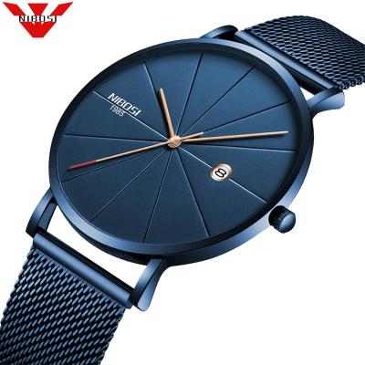 China Automatic Simple Date NIBOSI Watch Men and Women Watch Famous Brand Luxury Top Dress Waterproof Ultra Thin Quartz Watch Band Milanese Wrist Watch for sale