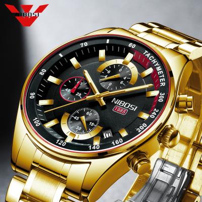 China Automatic Date NIBOSI Gold Watch Men Fashion Sport Quartz Clock Mens Watches Top Brand Luxury Chronograph Waterproof Watch Relogio Mascu for sale