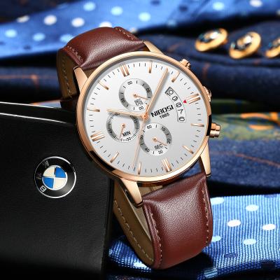 China Automatic Date NIBOSI Men Watches Famous Brand Luxury Top Men's Fashion Casual Dress Watch Quartz Military Wristwatches Leather Band for sale